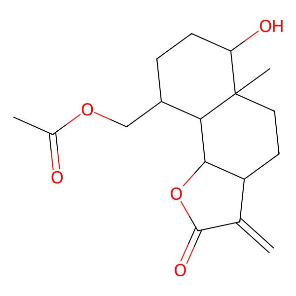2D Structure of [(3aS,5aR,6S,9S,9aS,9bS)-6-hydroxy-5a-methyl-3-methylidene-2-oxo-4,5,6,7,8,9,9a,9b-octahydro-3aH-benzo[g][1]benzofuran-9-yl]methyl acetate