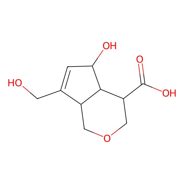 2D Structure of (4S,4aS,5R,7aS)-5-hydroxy-7-(hydroxymethyl)-1,3,4,4a,5,7a-hexahydrocyclopenta[c]pyran-4-carboxylic acid