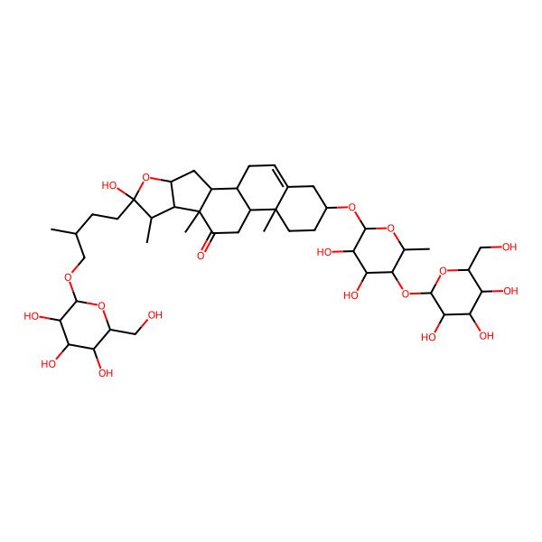 2D Structure of 16-[3,4-Dihydroxy-6-methyl-5-[3,4,5-trihydroxy-6-(hydroxymethyl)oxan-2-yl]oxyoxan-2-yl]oxy-6-hydroxy-7,9,13-trimethyl-6-[3-methyl-4-[3,4,5-trihydroxy-6-(hydroxymethyl)oxan-2-yl]oxybutyl]-5-oxapentacyclo[10.8.0.02,9.04,8.013,18]icos-18-en-10-one