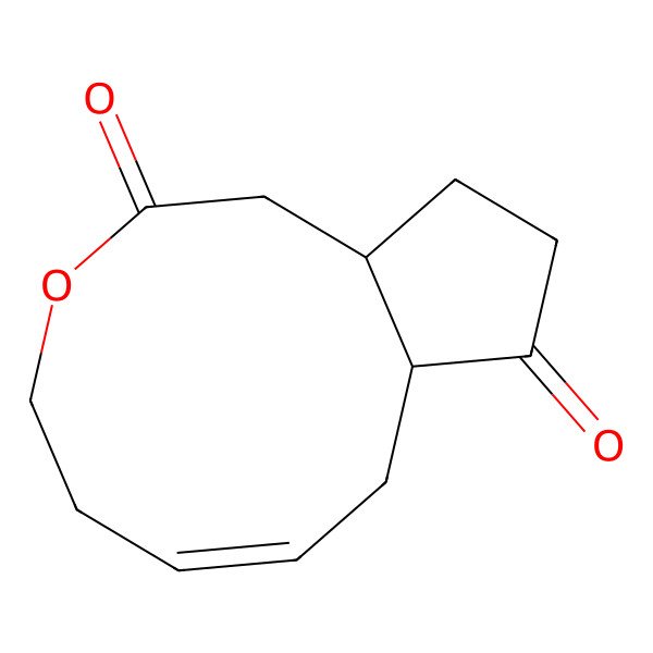 2D Structure of (6E,8aR,11aR)-1,4,5,8,8a,10,11,11a-octahydrocyclopenta[d]oxecine-2,9-dione