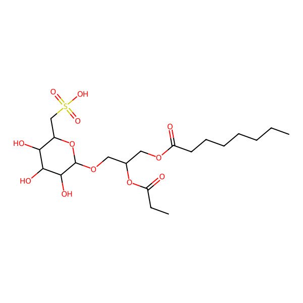 2D Structure of [(2S,3S,4S,5R)-3,4,5-trihydroxy-6-[(2S)-3-octanoyloxy-2-propanoyloxypropoxy]oxan-2-yl]methanesulfonic acid