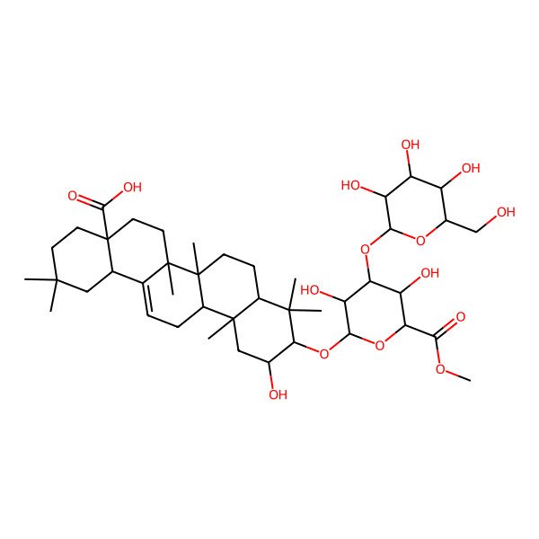 2D Structure of 10-[3,5-Dihydroxy-6-methoxycarbonyl-4-[3,4,5-trihydroxy-6-(hydroxymethyl)oxan-2-yl]oxyoxan-2-yl]oxy-11-hydroxy-2,2,6a,6b,9,9,12a-heptamethyl-1,3,4,5,6,6a,7,8,8a,10,11,12,13,14b-tetradecahydropicene-4a-carboxylic acid
