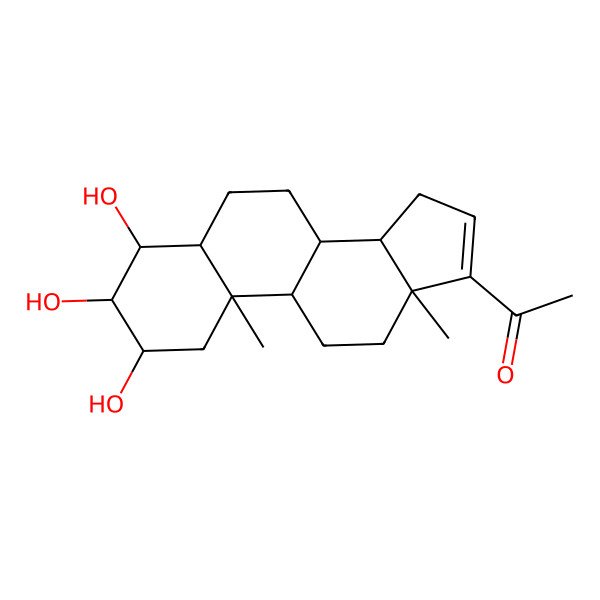 2D Structure of 1-[(2S,3R,4R,5S,8S,9R,10R,13S,14R)-2,3,4-trihydroxy-10,13-dimethyl-2,3,4,5,6,7,8,9,11,12,14,15-dodecahydro-1H-cyclopenta[a]phenanthren-17-yl]ethanone