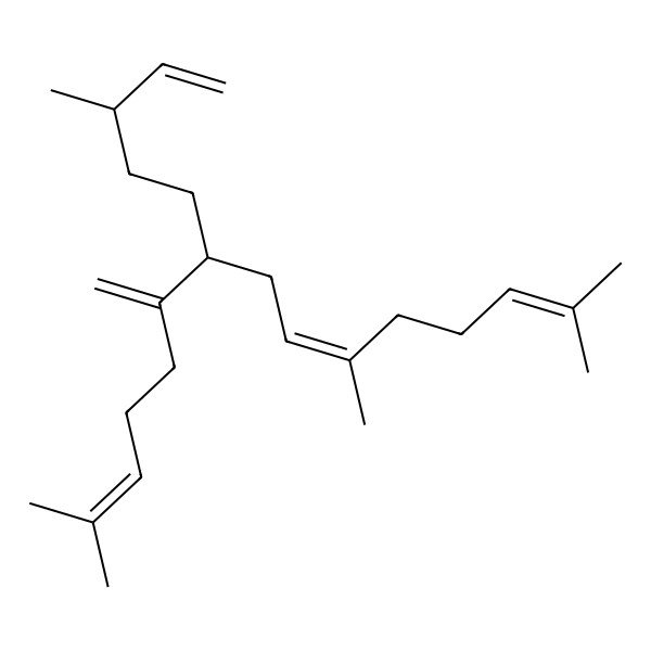 2D Structure of (6E,9S)-2,6,14-trimethyl-10-methylidene-9-[(3S)-3-methylpent-4-enyl]pentadeca-2,6,13-triene