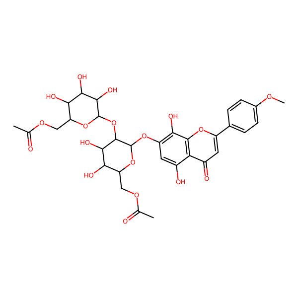 2D Structure of [6-[6-(Acetyloxymethyl)-2-[5,8-dihydroxy-2-(4-methoxyphenyl)-4-oxochromen-7-yl]oxy-4,5-dihydroxyoxan-3-yl]oxy-3,4,5-trihydroxyoxan-2-yl]methyl acetate