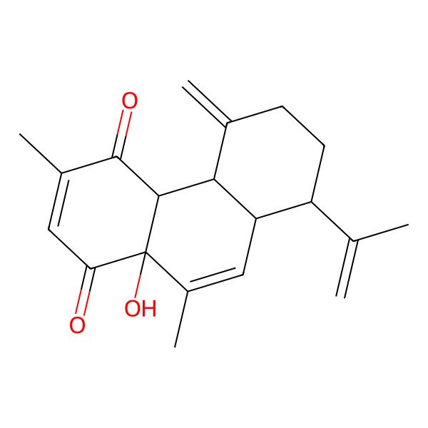 2D Structure of (4aR,4bR,8S,8aR,10aS)-10a-hydroxy-3,10-dimethyl-5-methylidene-8-prop-1-en-2-yl-4a,4b,6,7,8,8a-hexahydrophenanthrene-1,4-dione