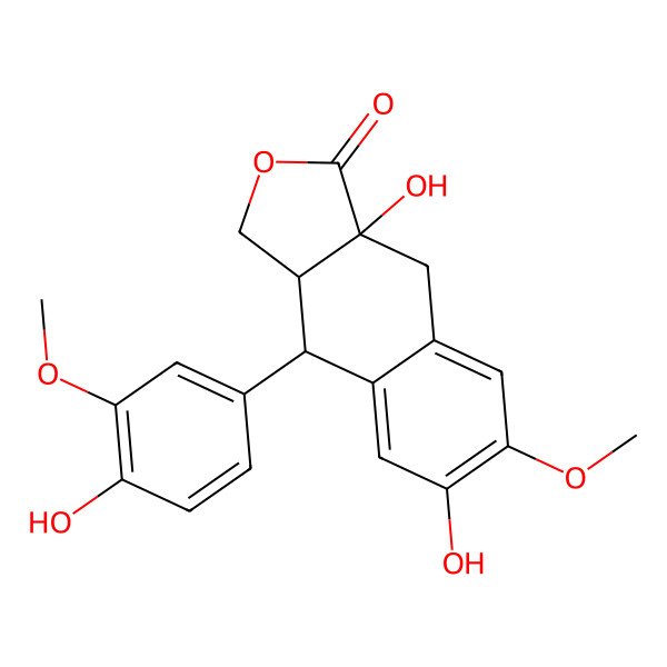 2D Structure of (3aR,9S,9aS)-3a,7-dihydroxy-9-(4-hydroxy-3-methoxyphenyl)-6-methoxy-1,4,9,9a-tetrahydrobenzo[f][2]benzofuran-3-one