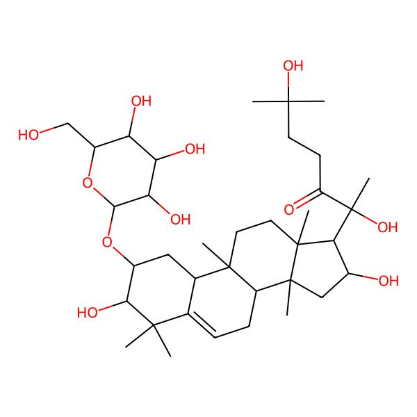 2D Structure of 2-[3,16-dihydroxy-4,4,9,13,14-pentamethyl-2-[3,4,5-trihydroxy-6-(hydroxymethyl)oxan-2-yl]oxy-2,3,7,8,10,11,12,15,16,17-decahydro-1H-cyclopenta[a]phenanthren-17-yl]-2,6-dihydroxy-6-methylheptan-3-one