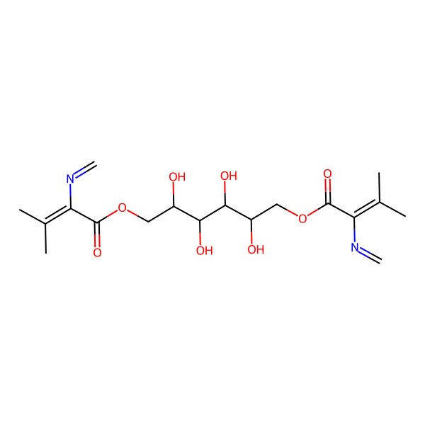 2D Structure of [(2R,3R,4R,5R)-2,3,4,5-tetrahydroxy-6-[3-methyl-2-(methylideneamino)but-2-enoyl]oxyhexyl] 3-methyl-2-(methylideneamino)but-2-enoate