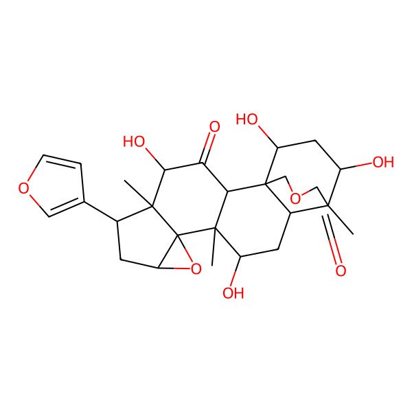 2D Structure of (1S,2R,4R,5R,6S,8R,10S,11S,12R,14R,15R,19S,21R)-6-(furan-3-yl)-4,12,19,21-tetrahydroxy-5,11,15-trimethyl-9,17-dioxahexacyclo[13.3.3.01,14.02,11.05,10.08,10]henicosane-3,16-dione