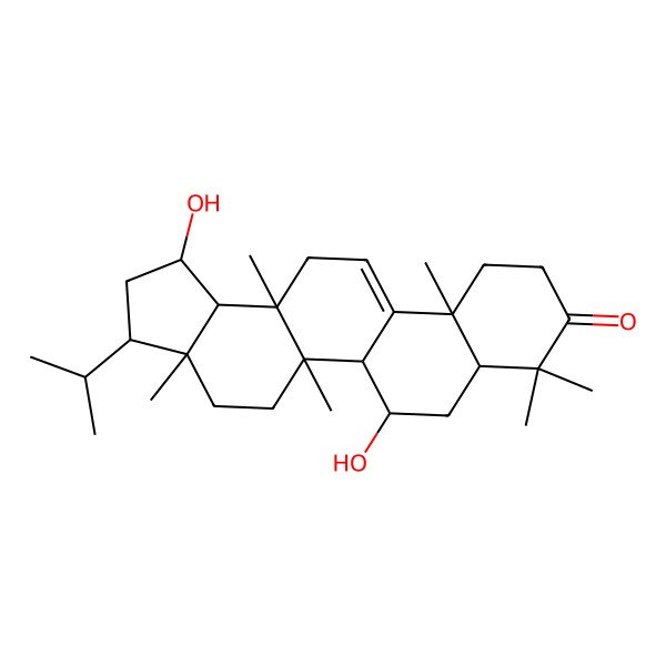 2D Structure of 1,6-dihydroxy-3a,5a,8,8,11a,13a-hexamethyl-3-propan-2-yl-2,3,4,5,5b,6,7,7a,10,11,13,13b-dodecahydro-1H-cyclopenta[a]chrysen-9-one