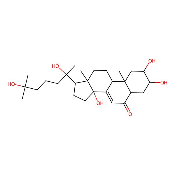 2D Structure of 17-(2,6-dihydroxy-6-methylheptan-2-yl)-2,3,14-trihydroxy-10,13-dimethyl-2,3,4,5,9,11,12,15,16,17-decahydro-1H-cyclopenta[a]phenanthren-6-one