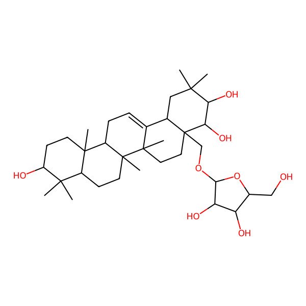 2D Structure of 4a-[[3,4-Dihydroxy-5-(hydroxymethyl)oxolan-2-yl]oxymethyl]-2,2,6a,6b,9,9,12a-heptamethyl-1,3,4,5,6,6a,7,8,8a,10,11,12,13,14b-tetradecahydropicene-3,4,10-triol