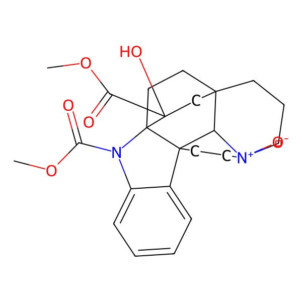 2D Structure of dimethyl (1S,9R,12S,16R,18S,21S)-18-hydroxy-12-oxido-2-aza-12-azoniahexacyclo[14.2.2.19,12.01,9.03,8.016,21]henicosa-3,5,7-triene-2,18-dicarboxylate