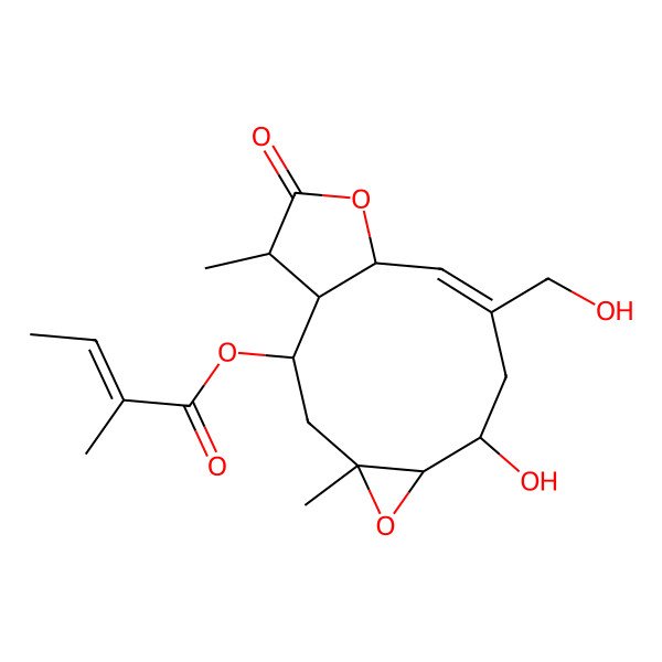 2D Structure of [7-Hydroxy-9-(hydroxymethyl)-4,14-dimethyl-13-oxo-5,12-dioxatricyclo[9.3.0.04,6]tetradec-9-en-2-yl] 2-methylbut-2-enoate