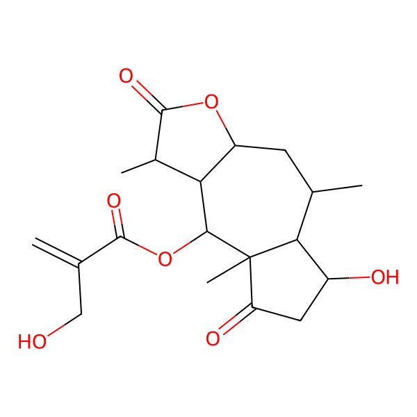 2D Structure of (6-hydroxy-1,5,8a-trimethyl-2,8-dioxo-3a,4,5,5a,6,7,9,9a-octahydro-1H-azuleno[6,5-b]furan-9-yl) 2-(hydroxymethyl)prop-2-enoate