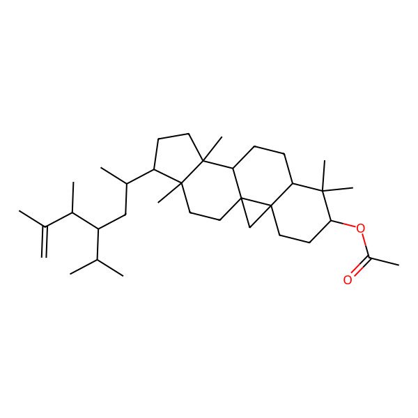 2D Structure of [15-(5,6-Dimethyl-4-propan-2-ylhept-6-en-2-yl)-7,7,12,16-tetramethyl-6-pentacyclo[9.7.0.01,3.03,8.012,16]octadecanyl] acetate