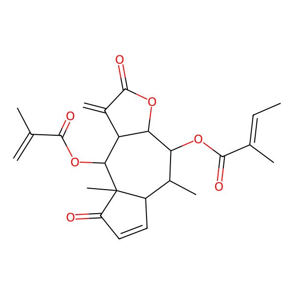 2D Structure of [(3aS,4R,5S,5aS,8aR,9S,9aS)-5,8a-dimethyl-1-methylidene-9-(2-methylprop-2-enoyloxy)-2,8-dioxo-3a,4,5,5a,9,9a-hexahydroazuleno[6,7-b]furan-4-yl] (Z)-2-methylbut-2-enoate
