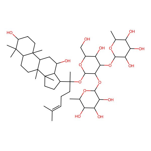 2D Structure of 2-[2-[2-(3,12-dihydroxy-4,4,8,10,14-pentamethyl-2,3,5,6,7,9,11,12,13,15,16,17-dodecahydro-1H-cyclopenta[a]phenanthren-17-yl)-6-methylhept-5-en-2-yl]oxy-5-hydroxy-6-(hydroxymethyl)-3-(3,4,5-trihydroxy-6-methyloxan-2-yl)oxyoxan-4-yl]oxy-6-methyloxane-3,4,5-triol