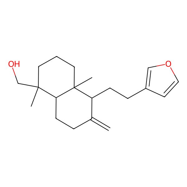 2D Structure of [(1R,4aS,5R,8aS)-5-[2-(furan-3-yl)ethyl]-1,4a-dimethyl-6-methylidene-3,4,5,7,8,8a-hexahydro-2H-naphthalen-1-yl]methanol