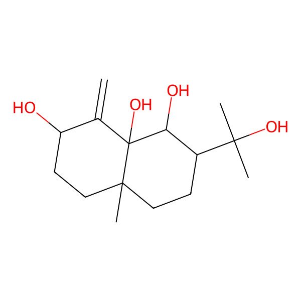 2D Structure of (1R,2R,4aS,7S,8aS)-2-(2-hydroxypropan-2-yl)-4a-methyl-8-methylidene-2,3,4,5,6,7-hexahydro-1H-naphthalene-1,7,8a-triol 2D Structure of (1R,2R,4aS,7S,8aS)-2-(2-hydroxypropan-2-yl)-4a-methyl-8-methylidene-2,3,4,5,6,7-hexahydro-1H-naphthalene-1,7,8a-triol