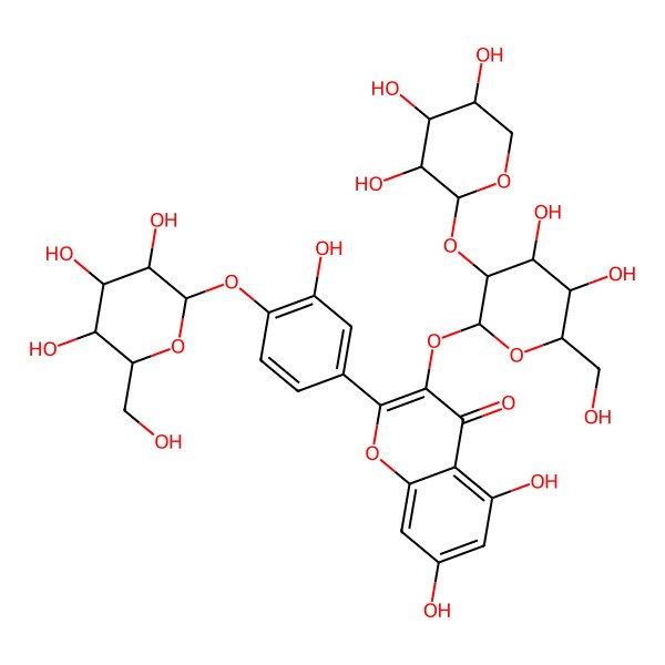 2D Structure of 3-[4,5-Dihydroxy-6-(hydroxymethyl)-3-(3,4,5-trihydroxyoxan-2-yl)oxyoxan-2-yl]oxy-5,7-dihydroxy-2-[3-hydroxy-4-[3,4,5-trihydroxy-6-(hydroxymethyl)oxan-2-yl]oxyphenyl]chromen-4-one