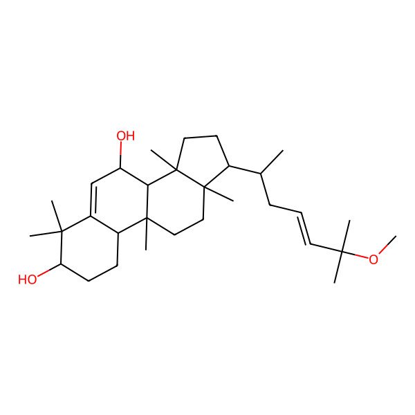 2D Structure of (3S,7S,8R,9S,10S,13R,14S,17R)-17-[(E,2R)-6-methoxy-6-methylhept-4-en-2-yl]-4,4,9,13,14-pentamethyl-2,3,7,8,10,11,12,15,16,17-decahydro-1H-cyclopenta[a]phenanthrene-3,7-diol