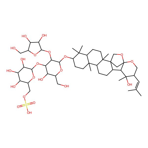 2D Structure of [(2R,3S,4S,5R,6S)-6-[(2R,3R,4S,5R,6R)-5-[(2S,3R,4R,5S)-3,4-dihydroxy-5-(hydroxymethyl)oxolan-2-yl]oxy-3-hydroxy-2-(hydroxymethyl)-6-[[(1R,2R,5R,7S,10R,11R,14S,15S,16S,17R,20R)-16-hydroxy-2,6,6,10,16-pentamethyl-17-(2-methylprop-1-enyl)-19,21-dioxahexacyclo[18.2.1.01,14.02,11.05,10.015,20]tricosan-7-yl]oxy]oxan-4-yl]oxy-3,4,5-trihydroxyoxan-2-yl]methyl hydrogen sulfate