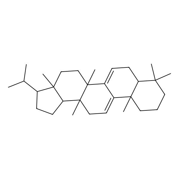 2D Structure of (3R,3aR,5aS,7aS,11aS,13aS,13bS)-3a,5a,8,8,11a,13a-hexamethyl-3-propan-2-yl-1,2,3,4,5,7,7a,9,10,11,13,13b-dodecahydrocyclopenta[a]chrysene