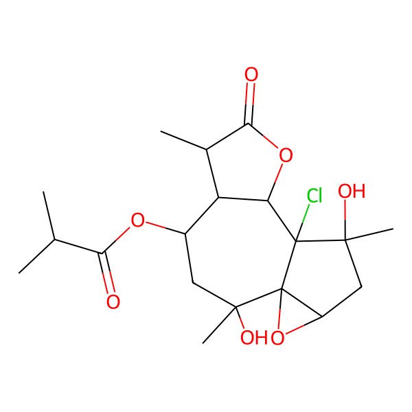 2D Structure of (10-Chloro-2,11-dihydroxy-2,6,11-trimethyl-7-oxo-8,14-dioxatetracyclo[8.4.0.01,13.05,9]tetradecan-4-yl) 2-methylpropanoate