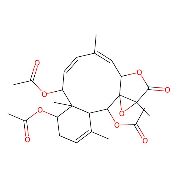 2D Structure of [(1S,2S,3S,7S,8R,9S,10E,12Z,14S,17R)-2,9-diacetyloxy-4,8,12,17-tetramethyl-16-oxo-15,18-dioxatetracyclo[12.4.0.01,17.03,8]octadeca-4,10,12-trien-7-yl] acetate
