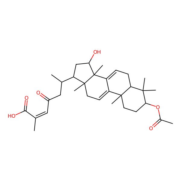 2D Structure of 6-(3-acetyloxy-15-hydroxy-4,4,10,13,14-pentamethyl-2,3,5,6,12,15,16,17-octahydro-1H-cyclopenta[a]phenanthren-17-yl)-2-methyl-4-oxohept-2-enoic acid