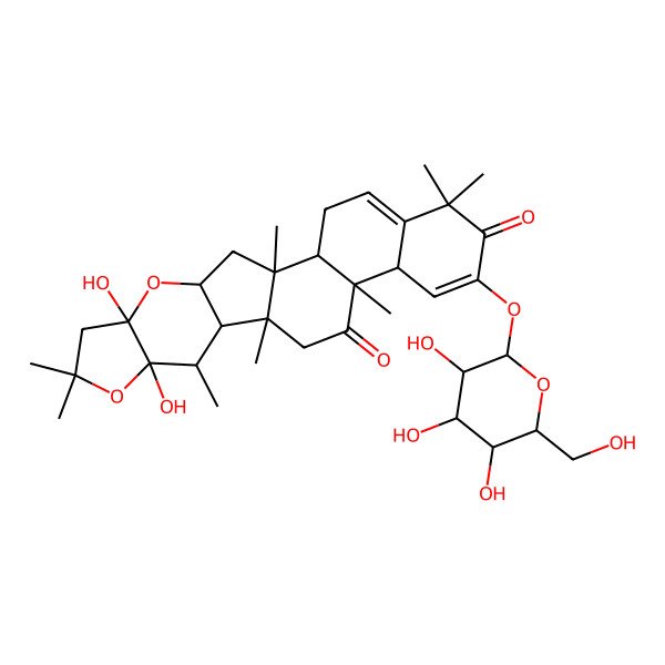 2D Structure of (16alpha,20S,22S,23S)-16,23:22,25-diepoxy-2,22,23-trihydroxycucurbita-1,5-diene-3,11-dione 2-O-beta-D-glucopyranoside