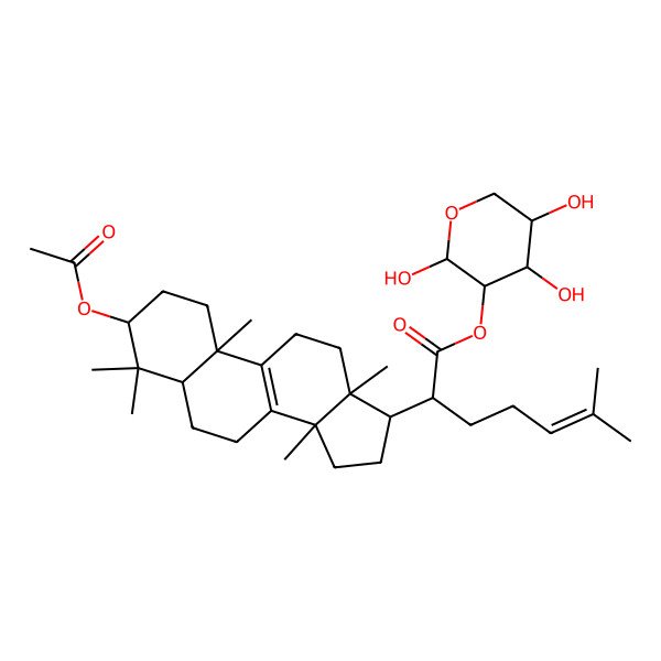 2D Structure of (2,4,5-trihydroxyoxan-3-yl) 2-(3-acetyloxy-4,4,10,13,14-pentamethyl-2,3,5,6,7,11,12,15,16,17-decahydro-1H-cyclopenta[a]phenanthren-17-yl)-6-methylhept-5-enoate