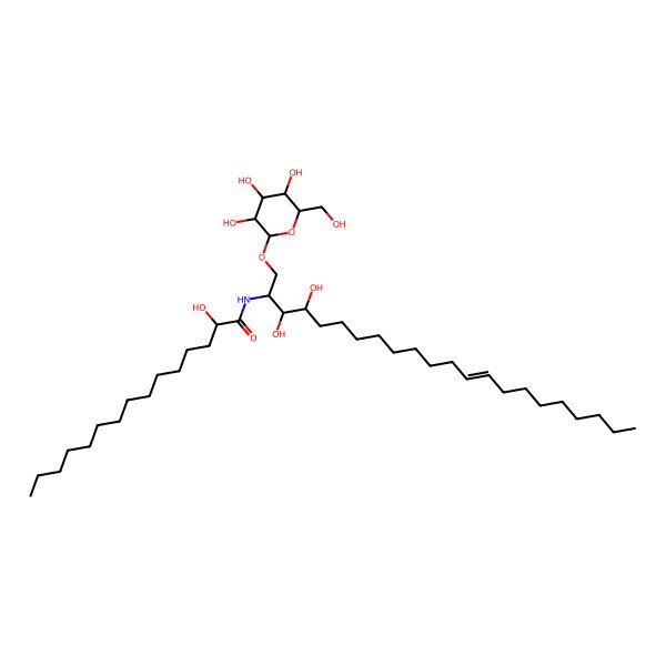 2D Structure of N-[3,4-dihydroxy-1-[3,4,5-trihydroxy-6-(hydroxymethyl)oxan-2-yl]oxydocos-13-en-2-yl]-2-hydroxypentadecanamide
