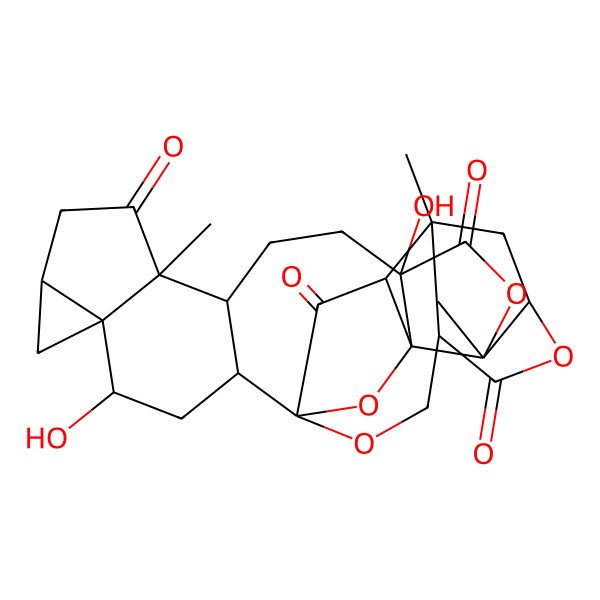 2D Structure of 4,14-Dihydroxy-10,17,20-trimethyl-16,23,27,28-tetraoxanonacyclo[16.9.1.11,19.02,11.05,7.05,10.014,18.017,22.020,25]nonacosane-9,15,24,29-tetrone