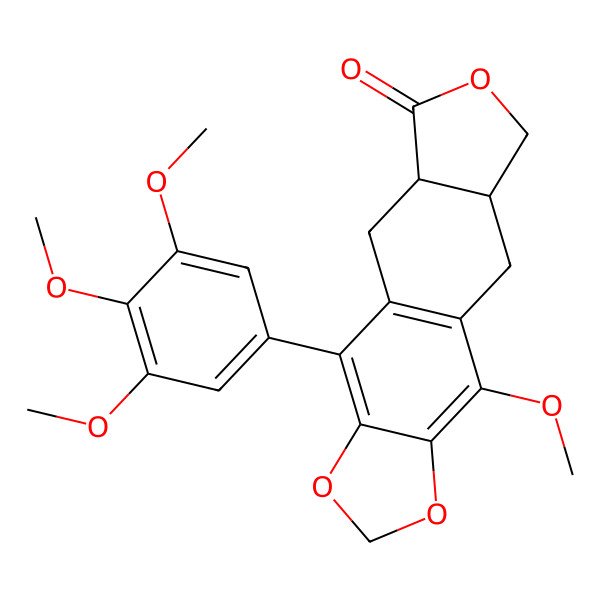 2D Structure of 4-methoxy-10-(3,4,5-trimethoxyphenyl)-5a,6,8a,9-tetrahydro-5H-[2]benzofuro[5,6-f][1,3]benzodioxol-8-one