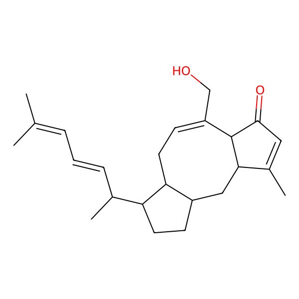 2D Structure of (1R,3S,7R,8E,11R,12R)-8-(hydroxymethyl)-4-methyl-12-[(2S,3Z)-6-methylhepta-3,5-dien-2-yl]tricyclo[9.3.0.03,7]tetradeca-4,8-dien-6-one