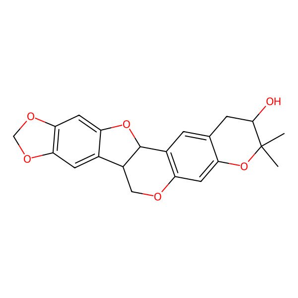 2D Structure of (1S,6R,14S)-7,7-dimethyl-8,12,18,20,24-pentaoxahexacyclo[12.10.0.02,11.04,9.015,23.017,21]tetracosa-2(11),3,9,15,17(21),22-hexaen-6-ol