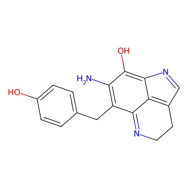 2D Structure of 10-Amino-9-[(4-hydroxyphenyl)methyl]-2,7-diazatricyclo[6.3.1.04,12]dodeca-1(11),2,4(12),7,9-pentaen-11-ol