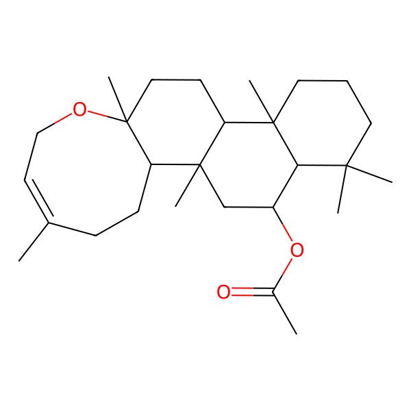 2D Structure of [(1R,2S,5Z,9S,12R,13R,18S,19S)-1,5,9,13,17,17-hexamethyl-8-oxatetracyclo[10.8.0.02,9.013,18]icos-5-en-19-yl] acetate