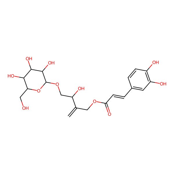 2D Structure of [3-hydroxy-2-methylidene-4-[(2R,3R,4S,5S,6R)-3,4,5-trihydroxy-6-(hydroxymethyl)oxan-2-yl]oxybutyl] (Z)-3-(3,4-dihydroxyphenyl)prop-2-enoate