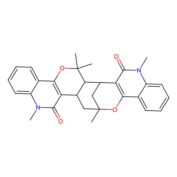 2D Structure of (1S,2R,15S,17R)-3,3,12,17,26-pentamethyl-4,18-dioxa-12,26-diazaheptacyclo[15.11.1.02,15.05,14.06,11.019,28.020,25]nonacosa-5(14),6,8,10,19(28),20,22,24-octaene-13,27-dione
