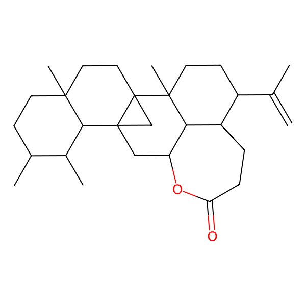 2D Structure of 2,6,15,16,19-Pentamethyl-5-prop-1-en-2-yl-10-oxahexacyclo[11.8.1.12,6.01,13.014,19.011,23]tricosan-9-one