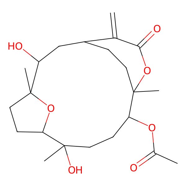 2D Structure of [(1R,3S,4R,7R,8R,11R,12R)-3,8-dihydroxy-4,8,12-trimethyl-15-methylidene-14-oxo-13,18-dioxatricyclo[10.3.2.14,7]octadecan-11-yl] acetate