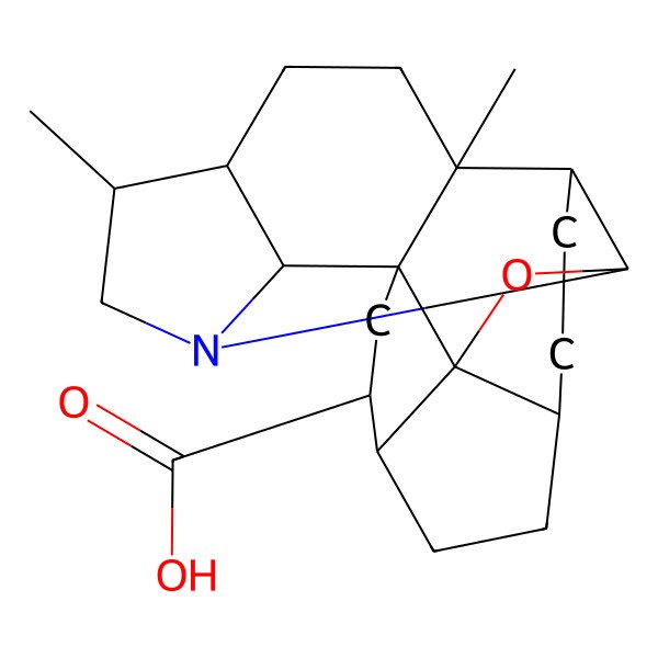 2D Structure of (4R,7R,10S,14R,15S,18R,20S,21S)-11,15-dimethyl-19-oxa-17-azaheptacyclo[12.6.1.01,11.04,20.07,20.010,18.017,21]henicosane-3-carboxylic acid