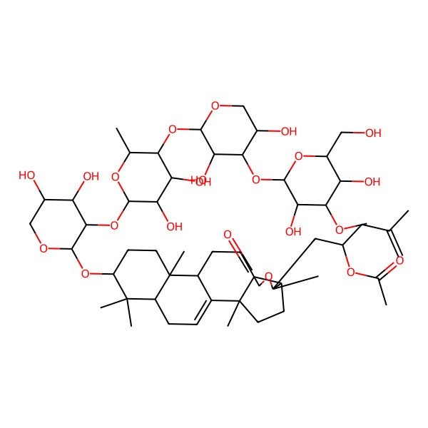 2D Structure of [1-[16-[3-[5-[4-[3,5-Dihydroxy-6-(hydroxymethyl)-4-methoxyoxan-2-yl]oxy-3,5-dihydroxyoxan-2-yl]oxy-3,4-dihydroxy-6-methyloxan-2-yl]oxy-4,5-dihydroxyoxan-2-yl]oxy-2,6,13,17,17-pentamethyl-8-oxo-7-oxapentacyclo[10.8.0.02,9.05,9.013,18]icos-1(20)-en-6-yl]-4-methylpent-4-en-2-yl] acetate