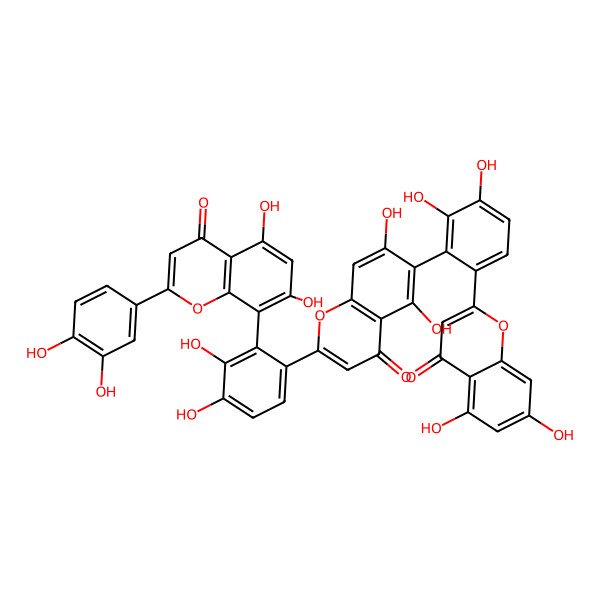 2D Structure of 8-[6-[6-[6-(5,7-Dihydroxy-4-oxochromen-2-yl)-2,3-dihydroxyphenyl]-5,7-dihydroxy-4-oxochromen-2-yl]-2,3-dihydroxyphenyl]-2-(3,4-dihydroxyphenyl)-5,7-dihydroxychromen-4-one