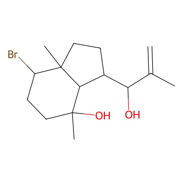 2D Structure of (3R,3aS,4R,7S,7aS)-7-bromo-3-[(1R)-1-hydroxy-2-methylprop-2-enyl]-4,7a-dimethyl-2,3,3a,5,6,7-hexahydro-1H-inden-4-ol