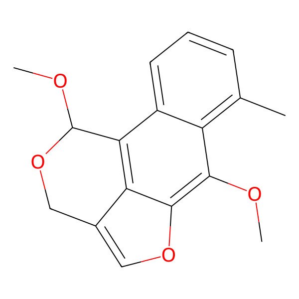 2D Structure of (15S)-8,15-dimethoxy-6-methyl-10,14-dioxatetracyclo[7.6.1.02,7.012,16]hexadeca-1(16),2,4,6,8,11-hexaene